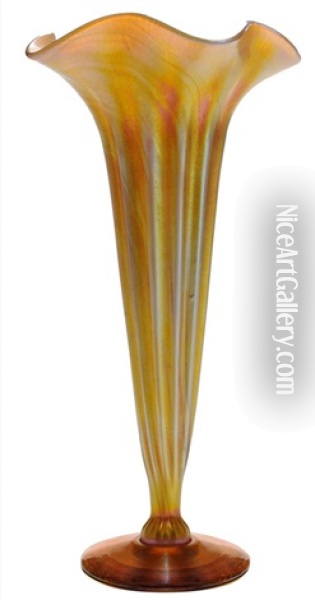 Favrile Glass Trumpet Vase Oil Painting -  Tiffany Studios