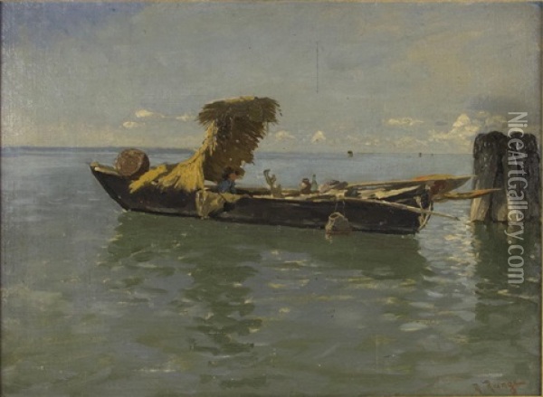 Fischerboot In Der Lagune Von Venedig Oil Painting - Julius Friedrich Ludwig Runge