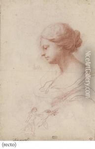 Head Of A Woman In Profile Oil Painting - Giovanni Battista Tempesti
