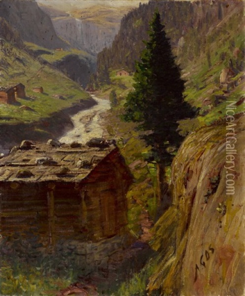 Alpenlandschaft Oil Painting - Albert Henri John Gos