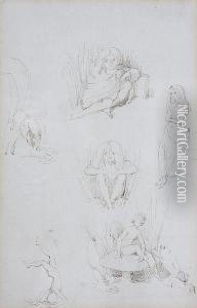 Studies Of Young Girls And Sprites Oil Painting - Richard Doyle