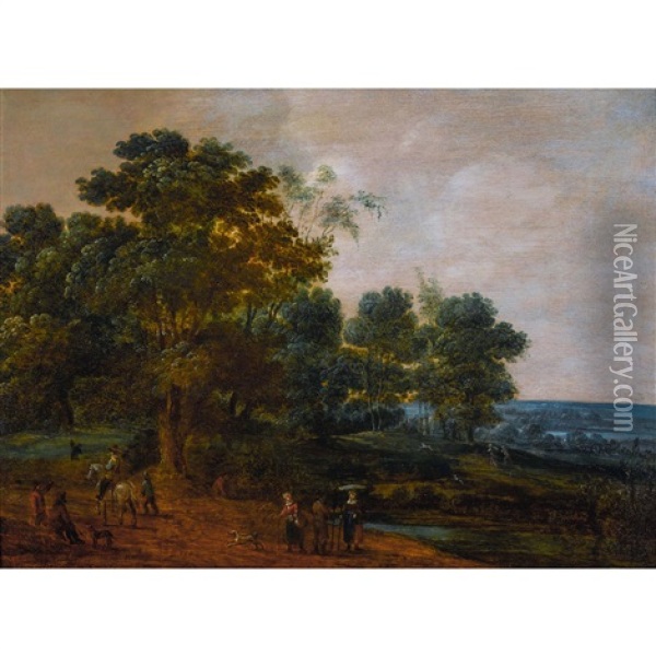 Waldlandschaft Mit Figurenstaffage Oil Painting - Pieter Meulener