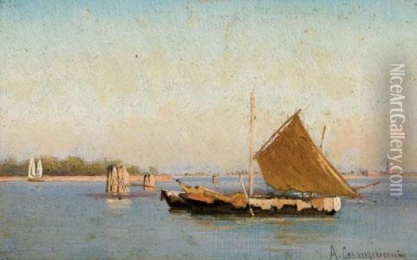 Marina Con Barche Oil Painting - Alceste Campriani