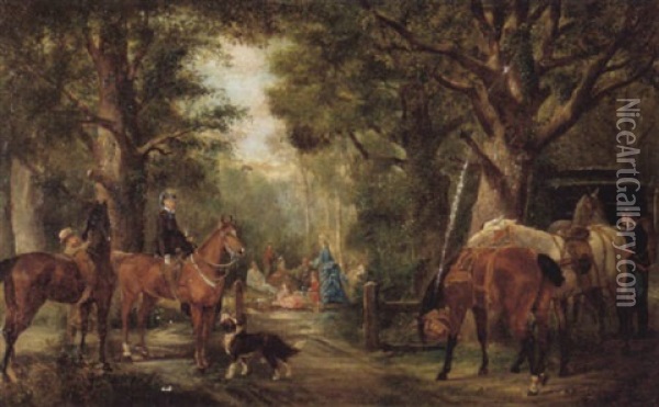 Picknick Im Wald Oil Painting - Adhemar Louis de (Vicomte) Clermont-Gallerande