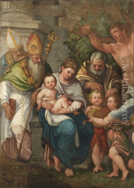 Madonna Col Bambino, San Giuseppe E Santi Oil Painting - Paolo Veronese