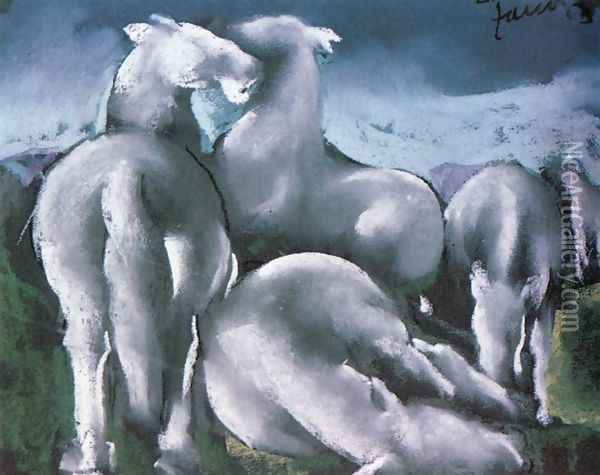 Horses 1933 Oil Painting - David Jandi