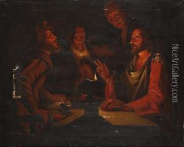 Figures Bycandlelight Oil Painting - Gerrit Van Honthorst