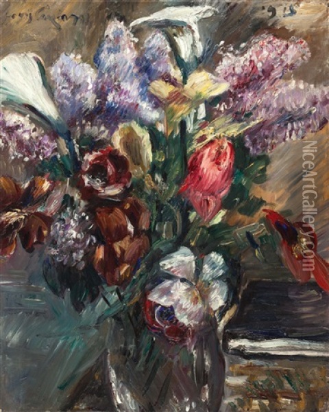 Tulpen, Flieder Und Kalla (tulips, Lilac And Calla) Oil Painting - Lovis Corinth
