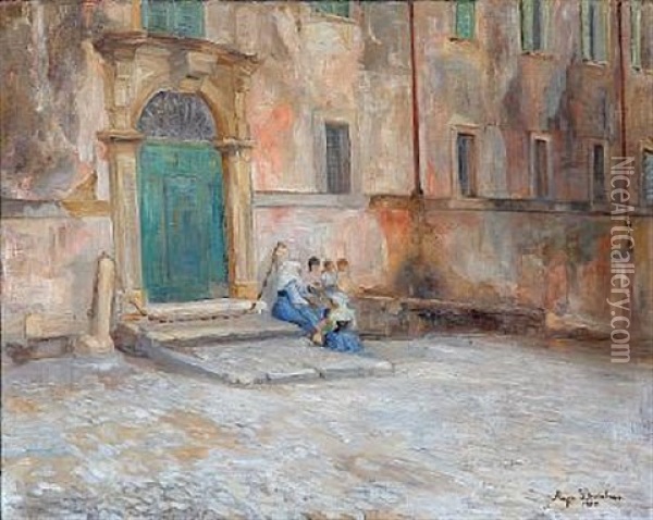 Palazzo Ferrante I Civita D'antino Oil Painting - Aage Bertelsen