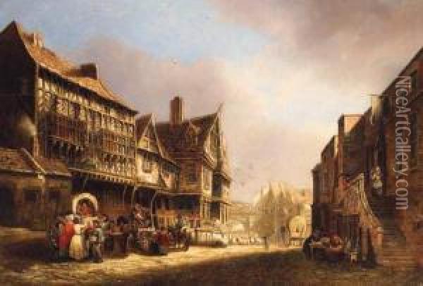 Lower Bridge Street, Chester Oil Painting - David Hodgson