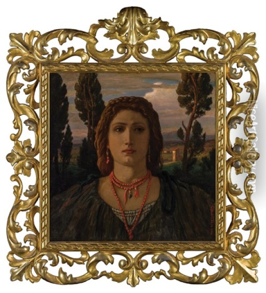 The Coral Necklace, Italy Oil Painting - Elihu Vedder