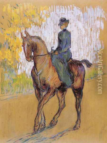 Side-Saddle Oil Painting - Henri De Toulouse-Lautrec