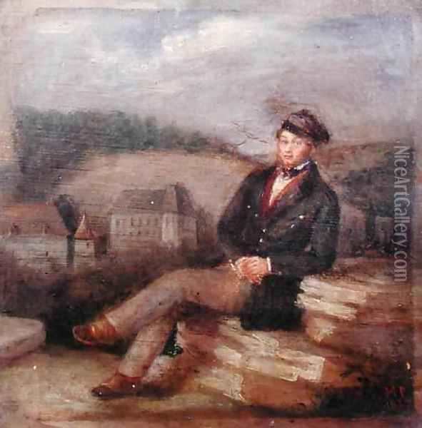 Portrait of Prosper Merimee 1803-70 working as an inspector of historical monuments, 1837 Oil Painting - Marc Paumier