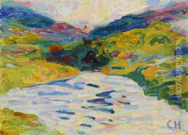 Landschaft Mit Flusslauf Oil Painting - Curt Herrmann