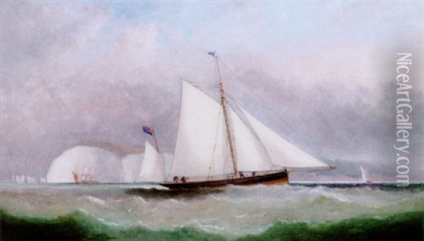 A Racing Yawl Off The Needles Oil Painting - Arthur Wellington Fowles