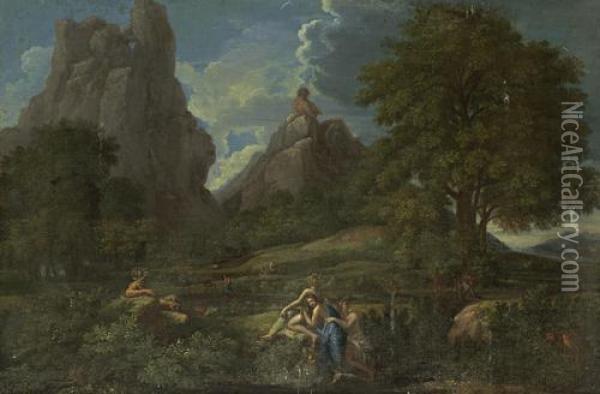 Nymphs And Satyrs Oil Painting - Gaspard Dughet Poussin