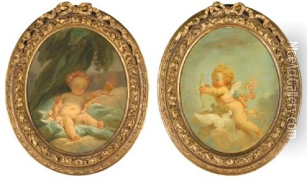 Night And Day (pair) Oil Painting - Jean-Honore Fragonard