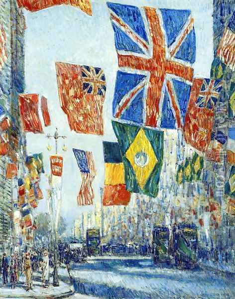 Avenue of the Allies, Great Britain, 1918 Oil Painting - Frederick Childe Hassam