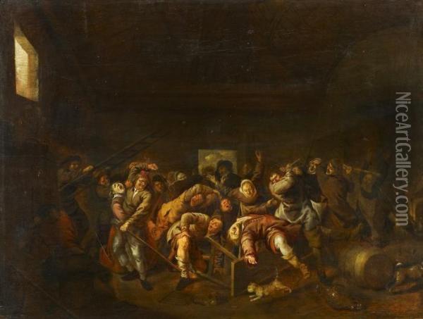 The Fight At The Inn Oil Painting - Jan Miense Molenaer