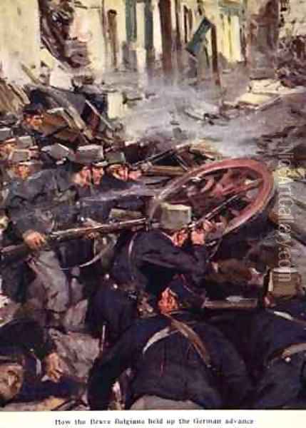 How the Brave Belgians Held up the German Advance Oil Painting - Cyrus Cuneo