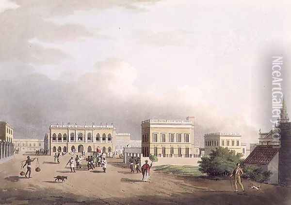 The Old Court House, Calcutta, plate 17 from Twenty Four Views in Hindostan, engraved by Harradon, pub. by Edward Orme (1774-c.1820) 1805 Oil Painting - Colonel Francis Swain Ward