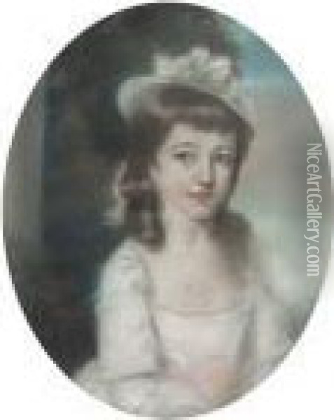 Portrait Of Eleanor Carne, Bust-length, In A White Dress Oil Painting - Sir Thomas Lawrence