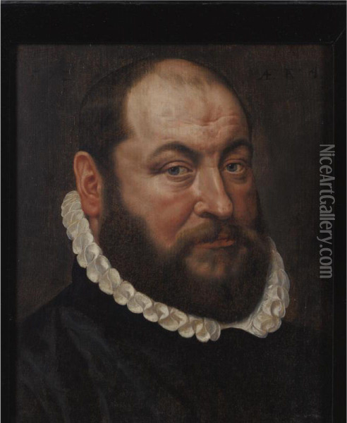 Portrait Of A Bearded Man Oil Painting - Adriaen Thomasz Ii Key