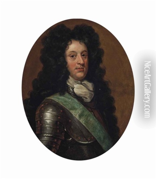 Portrait Of James Douglas, 4th Duke Of Hamilton (1658-1712), Half-length, In Armour With The Order Of The Garter Oil Painting - Sir John Baptist de Medina