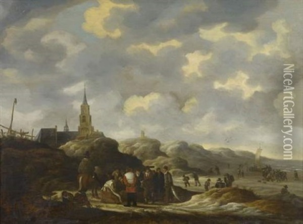 La Plage A Scheveningen Oil Painting - Egbert Lievensz van der Poel
