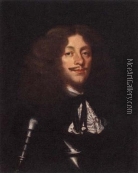 Portrait Of James Fitzjames, Duke Of Berwick, In A Breast Plate And Lace Cravat Oil Painting - Henri Gascars