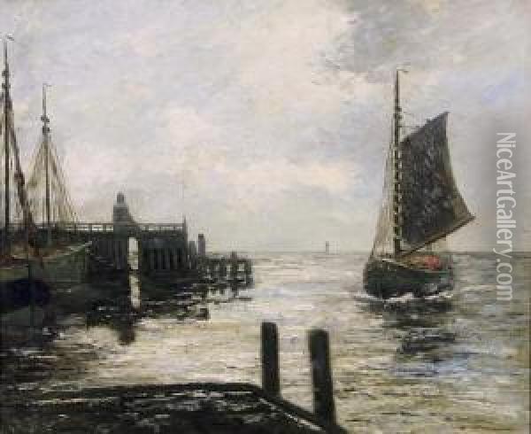 Fischerhafen An Der Nordsee Oil Painting - Carl Wilhelm Mosblech