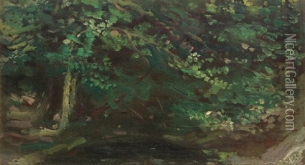 A Sylvan Landscape Oil Painting - Arthur B. Davies