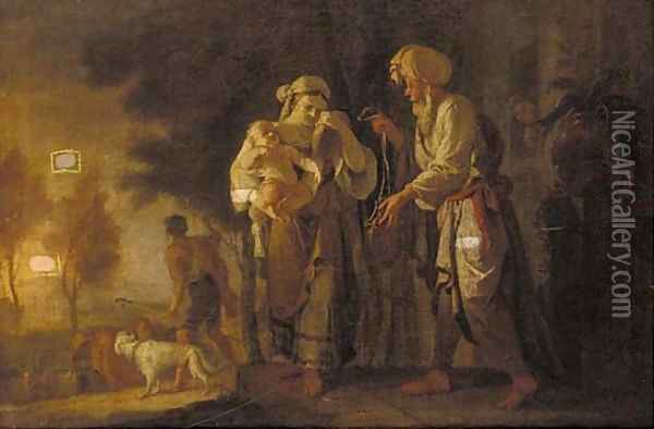The Banishment of Hagar and Ishmael Oil Painting - Giovanni Camillo Sagrestani