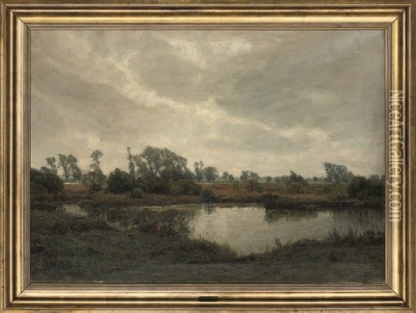 River Landscape Oil Painting - Fritz Johannes Bentzen-Billkvist