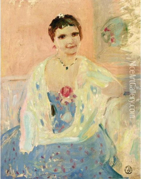 Dame A La Rose Oil Painting - Maurice Denis