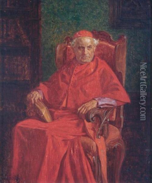 In Einem Interieur Sitzt Auf Einem Sessel Ein Kardinal Oil Painting - Wilhelm Lowith
