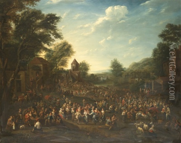A Flemish Country Fair Oil Painting - Pieter Bout