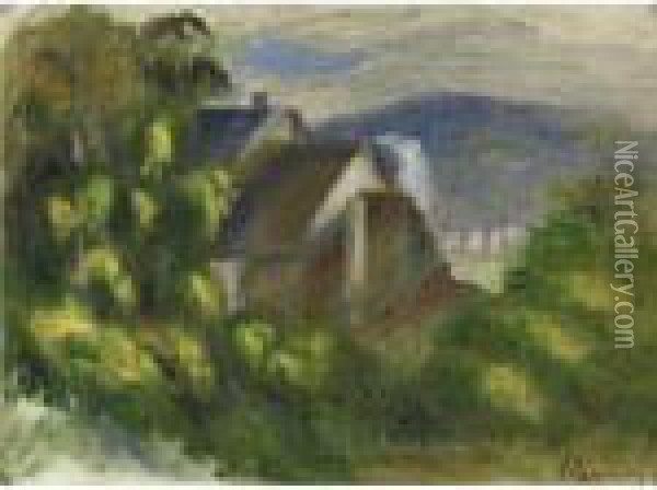 Maisons Dans Les Arbres Oil Painting - Pierre Auguste Renoir