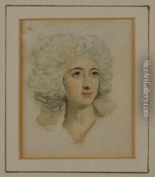 Portrait Of The Head Of A Lady Oil Painting - Samuel de Wilde