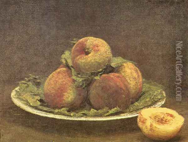 Still life with apricots Oil Painting - Ignace Henri Jean Fantin-Latour