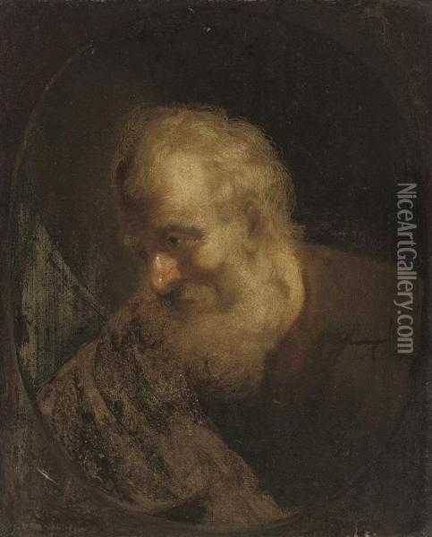 An Old Man, Bust-length, In A Feigned Oval Oil Painting - Jan Lievens