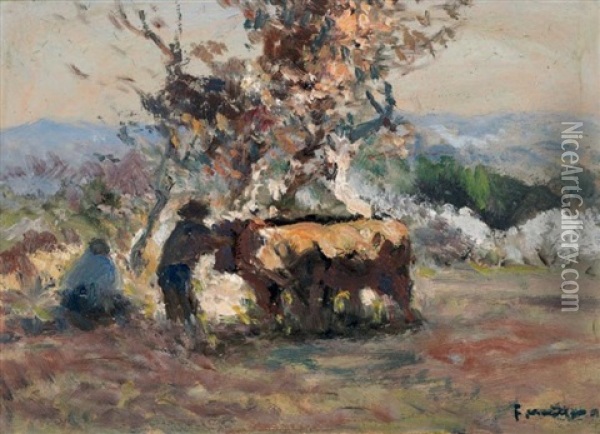 Berger Et Vaches Oil Painting - Fernand Maillaud