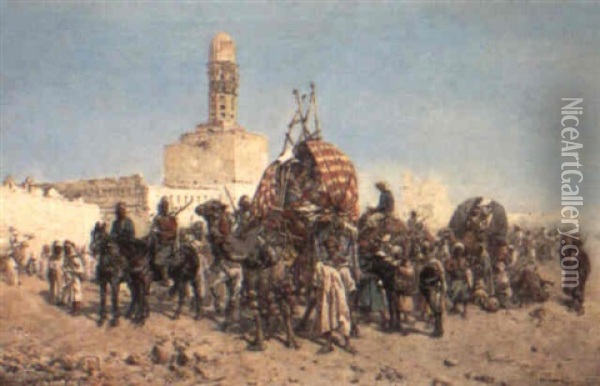 La Caravane Oil Painting - Mariano De Franceschi