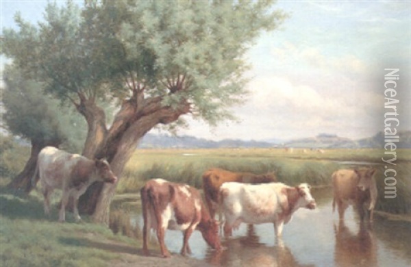 Near Amberley, Sussex Oil Painting - William Sidney Cooper