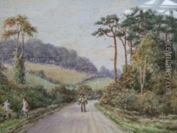 Coastal Scene Initialled Oil Painting - Edward Moore
