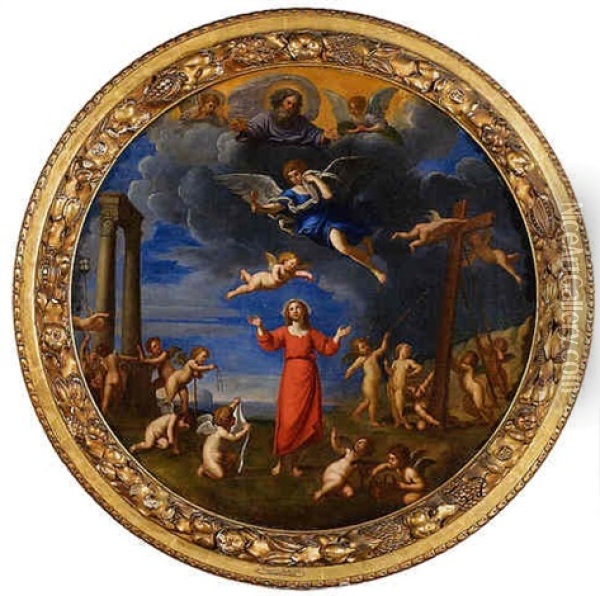 Il Padre Eterno E Gesu Bambino Oil Painting - Francesco Albani