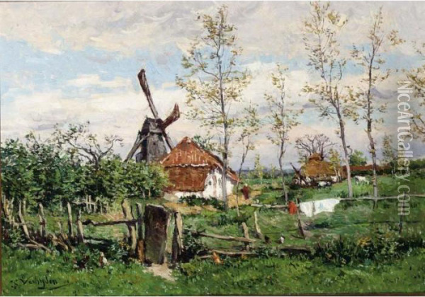 Paysage Au Moulin Oil Painting - Isidore Verheyden