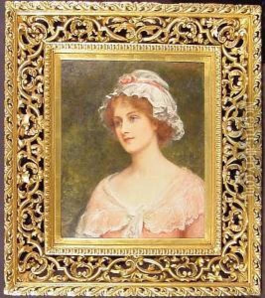 A Portrait Of A Girl With A Bonnet Oil Painting - John Hanson Walker