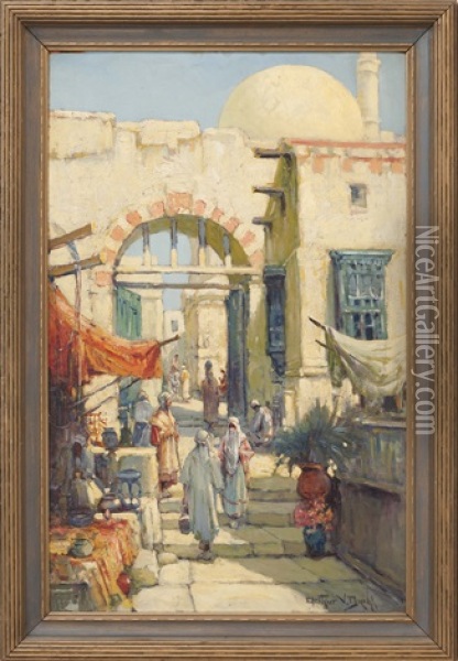 Middle Eastern Street Scene Oil Painting - Arthur Vidal Diehl