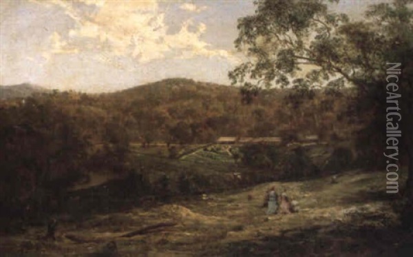 Tubbutt Homstead In The Bombala District Oil Painting - Abraham Louis Buvelot